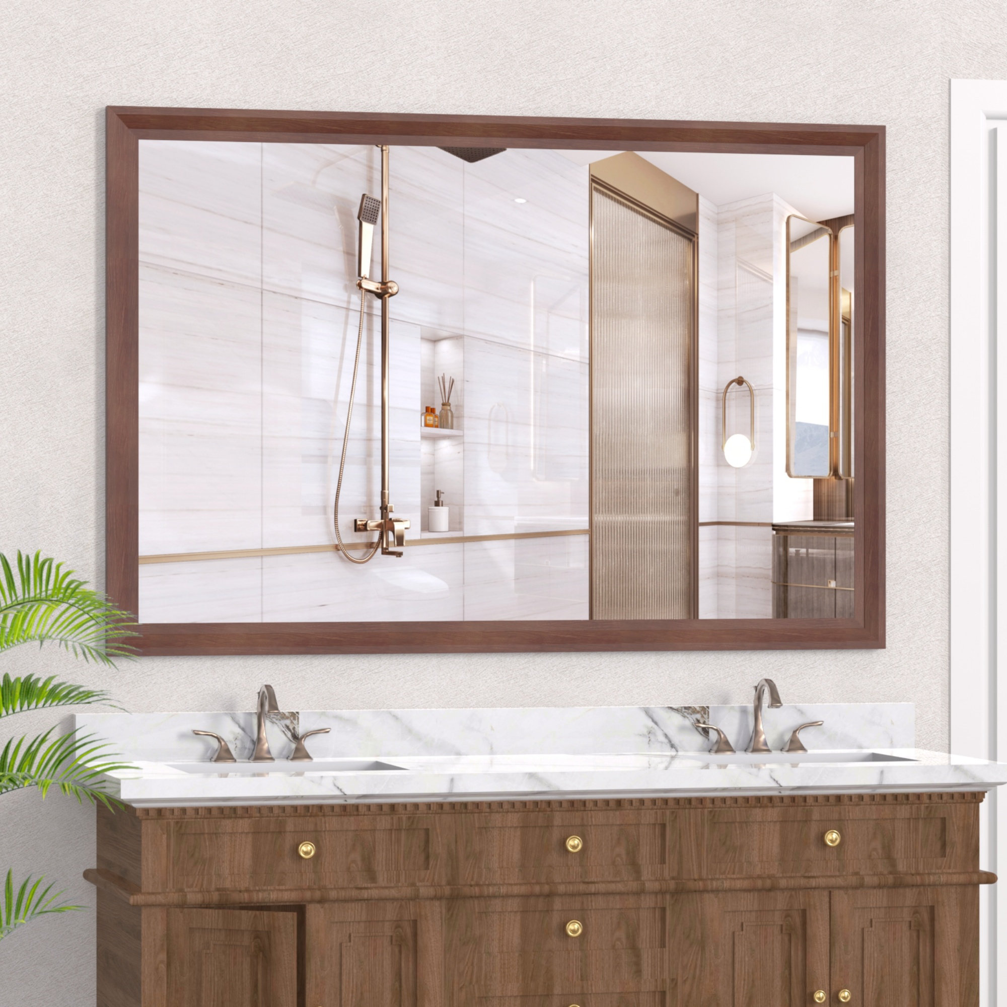 Lark Manor 60"X40" Oversized Modern Rectangle Bathroom Mirror With ...